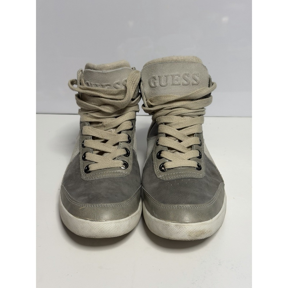 VTG Guess High Top Sneakers Gray Quilted Style GM-JAMAL-C Mens Size 7.5 Y2K